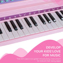 Musical Instruments, Mini Grand Piano Electronic Keyboard for Kids w/ 37 Keys and Microphone - Pink - Seasonal Overstock