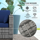 Patio Furniture, Manchester Creek Outdoor Patio Rattan Sofa - Dark Blue & Grey - Seasonal Overstock