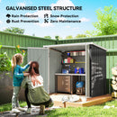 5x3ft galvanized metal outdoor storage shed in a backyard setting.