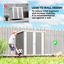 5x3 ft Outdoor storage shed with a child playing soccer and a dog in a grassy area, leaning against a wall.