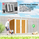 5x3ft Outdoor storage shed with a child playing soccer and a dog in a grassy area, leaning against a wall.