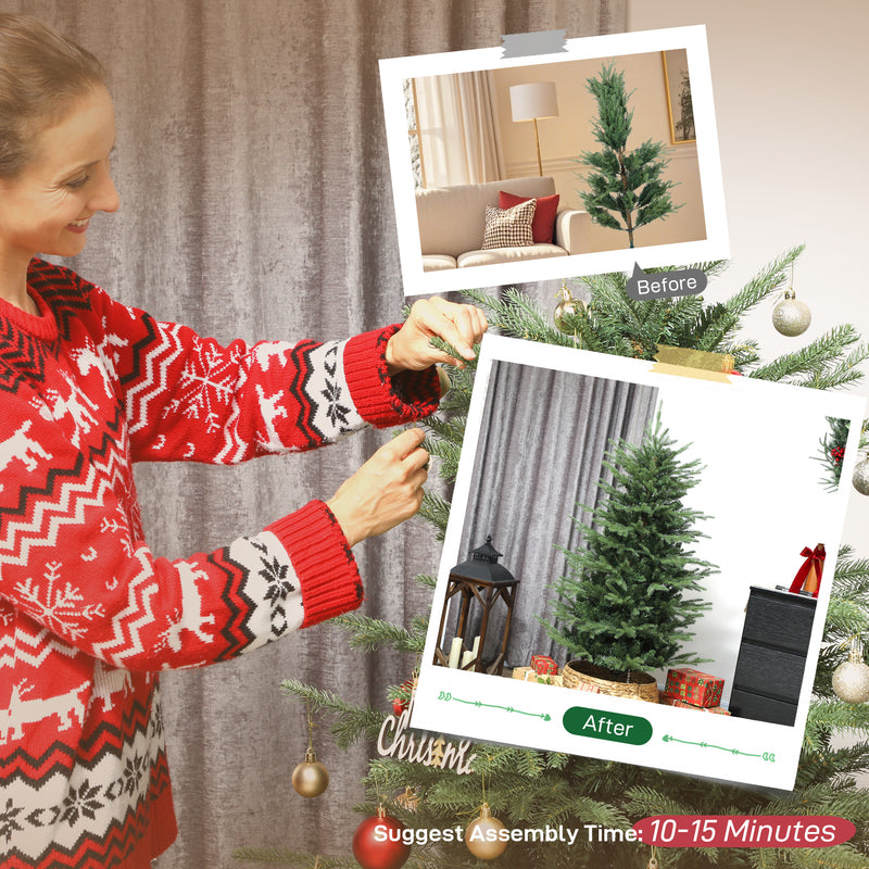 5ft Artificial Christmas Tree with Dense Ponderosa Fir Realistic Branches, Easy Assembly