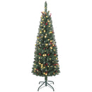 5ft Prelit Slim Christmas Tree, with 8 Lighting Modes and Silver Glitter
