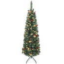 5ft Prelit Slim Christmas Tree, with 8 Lighting Modes and Silver Glitter