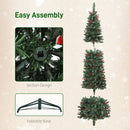 5ft Prelit Slim Christmas Tree, with 8 Lighting Modes and Silver Glitter