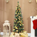 5ft Prelit Slim Christmas Tree, with 8 Lighting Modes and Silver Glitter