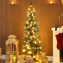 5ft Prelit Slim Christmas Tree, with 8 Lighting Modes and Silver Glitter