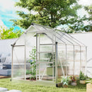 6.2' x 8.3' Walk-In Aluminum Frame Greenhouse with Polycarbonate Panels, Sliding Door - Silver