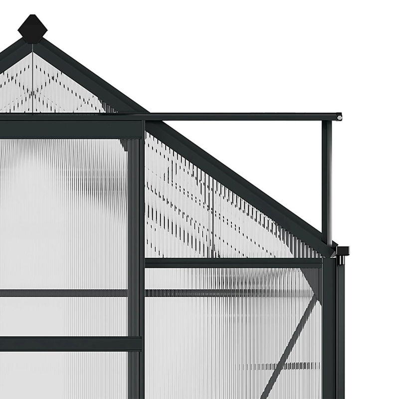 6.2' x 8.3' Walk-In Aluminum Frame Greenhouse with Polycarbonate Panels, Sliding Door - Grey