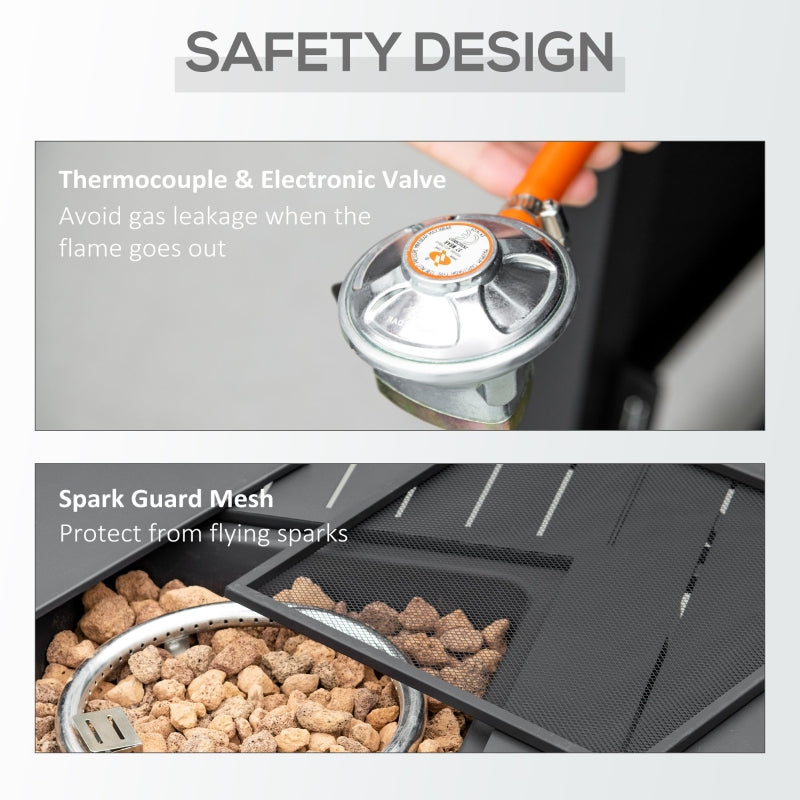 Beckett 28" Black Propane Fire Table with Lava Rocks and Cover