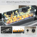 Genesis 50,000 BTU Propane Fire Table Coffee Brown Rattan with Glass Cover