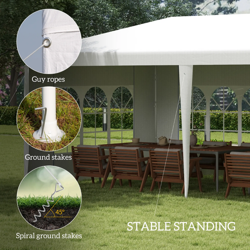 19' x 9.5' Portable Event Canopy Party Tent Outdoor Sun Shade with 4 Wall Panels - White