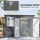 8.5' x 6' Outdoor Garden Storage Shed with 2 Swing Doors and Window - Grey