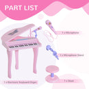 Musical Instruments, Mini Grand Piano Electronic Keyboard for Kids w/ 37 Keys and Microphone - Pink - Seasonal Overstock