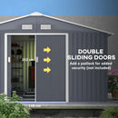 Storage Sheds, 11.2' x 12.5' Large Garden Storage Shed with Dual Sliding Doors - Dark Grey - Seasonal Overstock