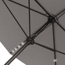 Patio Umbrellas, 6.5' x 10' Rectangular Tilting Patio Umbrella, Solar LED Lights & Hand Crank - Light Grey - Seasonal Overstock
