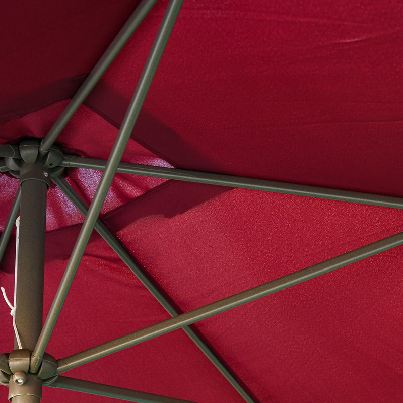 Patio Umbrellas, 6.5' x 10' Rectangular Patio Umbrella with Tilt and Hand Crank - Wine Red - Seasonal Overstock