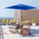 Patio Umbrellas, 6.5' x 10' Rectangular Patio Umbrella with Tilt and Hand Crank - Dark Blue - Seasonal Overstock