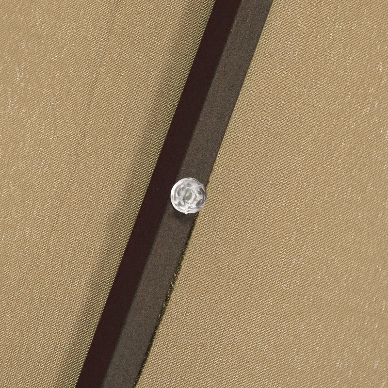 Patio Umbrellas, 6.5' x 10' Rectangular Tilting Patio Umbrella, Solar LED Lights & Hand Crank - Light Coffee Brown - Seasonal Overstock