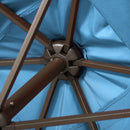 Patio Umbrellas, 6.5' x 10' Rectangular Tilting Patio Umbrella, Solar LED Lights & Hand Crank - Turquoise - Seasonal Overstock