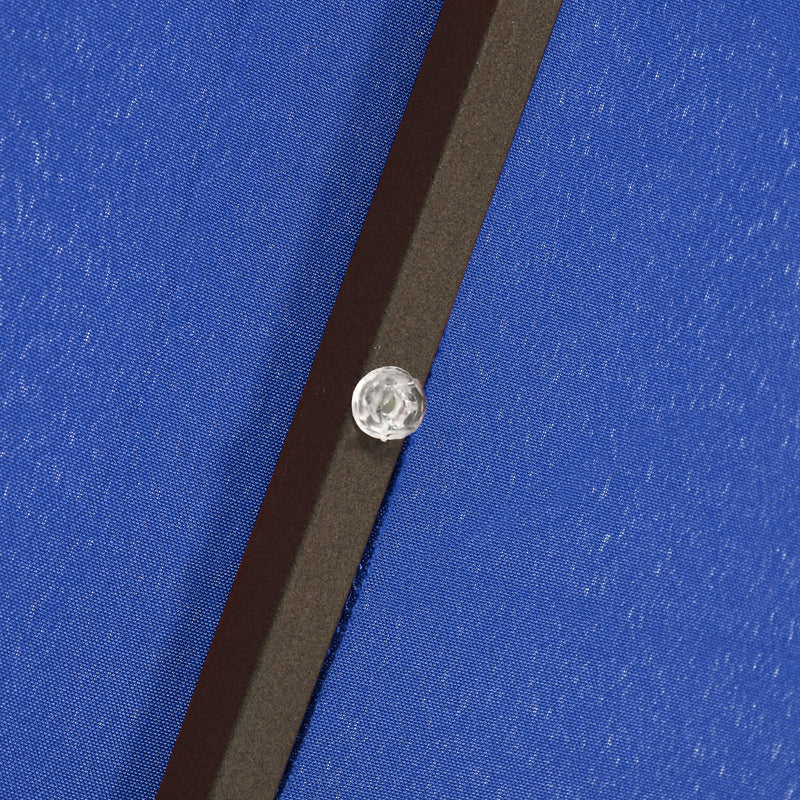 Patio Umbrellas, 6.5' x 10' Rectangular Tilting Patio Umbrella, Solar LED Lights & Hand Crank - Dark Blue - Seasonal Overstock