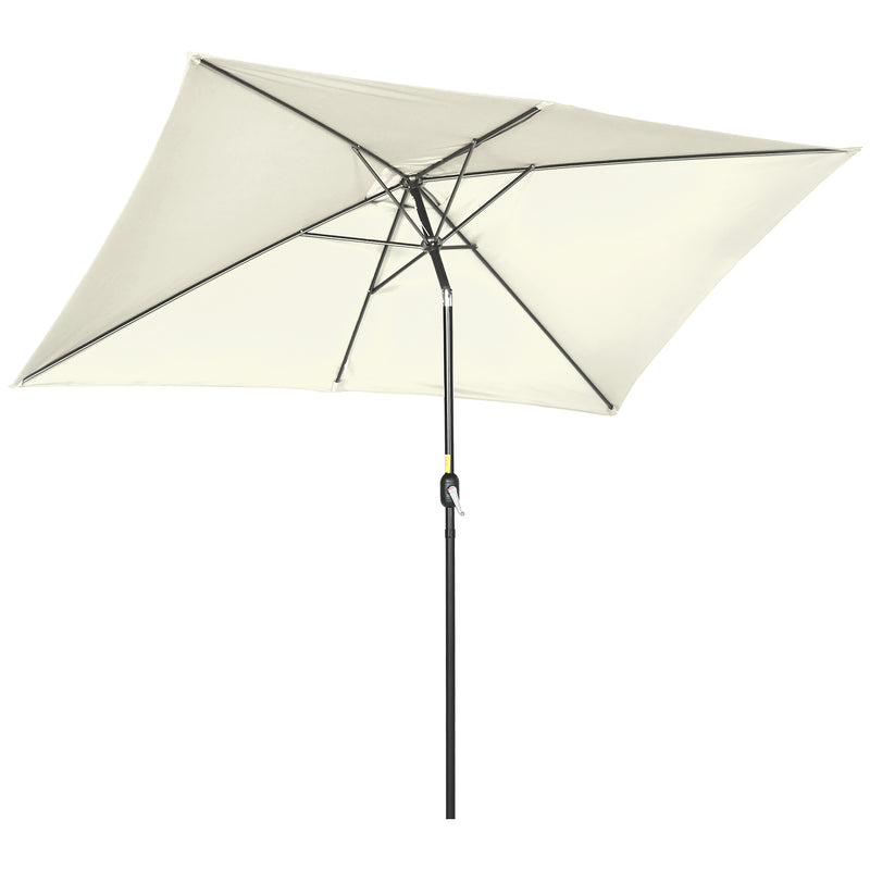 cream tilt rectangular patio umbrella 6.5' x 10' Rectangular Aluminum Market Patio Umbrella with Tilt and Ha