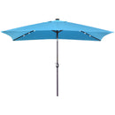 Patio Umbrellas, 6.5' x 10' Rectangular Tilting Patio Umbrella, Solar LED Lights & Hand Crank - Turquoise - Seasonal Overstock