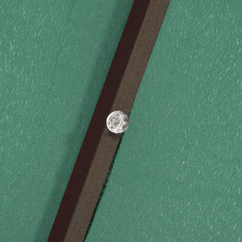 Patio Umbrellas, 6.5' x 10' Rectangular Tilting Patio Umbrella, Solar LED Lights & Hand Crank - Dark Green - Seasonal Overstock