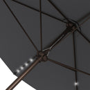 Patio Umbrellas, 6.5' x 10' Rectangular Tilting Patio Umbrella, Solar LED Lights & Hand Crank - Dark Grey - Seasonal Overstock