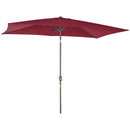 Patio Umbrellas, 6.5' x 10' Rectangular Patio Umbrella with Tilt and Hand Crank - Wine Red - Seasonal Overstock