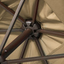 Patio Umbrellas, 6.5' x 10' Rectangular Tilting Patio Umbrella, Solar LED Lights & Hand Crank - Light Coffee Brown - Seasonal Overstock