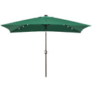 Patio Umbrellas, 6.5' x 10' Rectangular Tilting Patio Umbrella, Solar LED Lights & Hand Crank - Dark Green - Seasonal Overstock