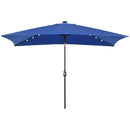 Patio Umbrellas, 6.5' x 10' Rectangular Tilting Patio Umbrella, Solar LED Lights & Hand Crank - Dark Blue - Seasonal Overstock