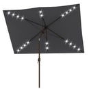 Patio Umbrellas, 6.5' x 10' Rectangular Tilting Patio Umbrella, Solar LED Lights & Hand Crank - Dark Grey - Seasonal Overstock