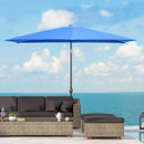 Patio Umbrellas, 6.5' x 10' Rectangular Patio Umbrella with Tilt and Hand Crank - Light Blue - Seasonal Overstock