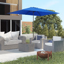 Patio Umbrellas, 6.5' x 10' Rectangular Patio Umbrella with Tilt and Hand Crank - Dark Blue - Seasonal Overstock