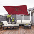 Patio Umbrellas, 6.5' x 10' Rectangular Patio Umbrella with Tilt and Hand Crank - Wine Red - Seasonal Overstock