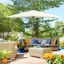 Patio Umbrellas, 6.5' x 10' Rectangular Aluminum Market Patio Umbrella with Tilt and Hand Crank - Cream White - Seasonal Overstock