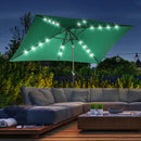 Patio Umbrellas, 6.5' x 10' Rectangular Tilting Patio Umbrella, Solar LED Lights & Hand Crank - Dark Green - Seasonal Overstock