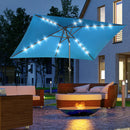 Patio Umbrellas, 6.5' x 10' Rectangular Tilting Patio Umbrella, Solar LED Lights & Hand Crank - Turquoise - Seasonal Overstock