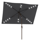 Patio Umbrellas, 6.5' x 10' Rectangular Tilting Patio Umbrella, Solar LED Lights & Hand Crank - Dark Grey - Seasonal Overstock