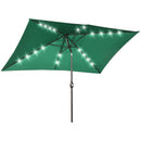 Patio Umbrellas, 6.5' x 10' Rectangular Tilting Patio Umbrella, Solar LED Lights & Hand Crank - Dark Green - Seasonal Overstock