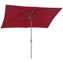 Patio Umbrellas, 6.5' x 10' Rectangular Patio Umbrella with Tilt and Hand Crank - Wine Red - Seasonal Overstock