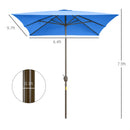 Patio Umbrellas, 6.5' x 10' Rectangular Patio Umbrella with Tilt and Hand Crank - Light Blue - Seasonal Overstock