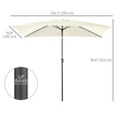 Patio Umbrellas, 6.5' x 10' Rectangular Aluminum Market Patio Umbrella with Tilt and Hand Crank - Cream White - Seasonal Overstock