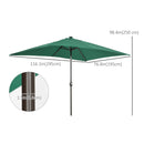 Patio Umbrellas, 6.5' x 10' Rectangular Tilting Patio Umbrella, Solar LED Lights & Hand Crank - Dark Green - Seasonal Overstock