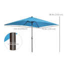 Patio Umbrellas, 6.5' x 10' Rectangular Tilting Patio Umbrella, Solar LED Lights & Hand Crank - Turquoise - Seasonal Overstock
