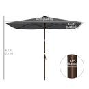 Patio Umbrellas, 6.5' x 10' Rectangular Tilting Patio Umbrella, Solar LED Lights & Hand Crank - Dark Grey - Seasonal Overstock