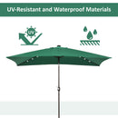 Patio Umbrellas, 6.5' x 10' Rectangular Tilting Patio Umbrella, Solar LED Lights & Hand Crank - Dark Green - Seasonal Overstock