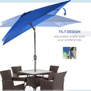 Patio Umbrellas, 6.5' x 10' Rectangular Patio Umbrella with Tilt and Hand Crank - Dark Blue - Seasonal Overstock